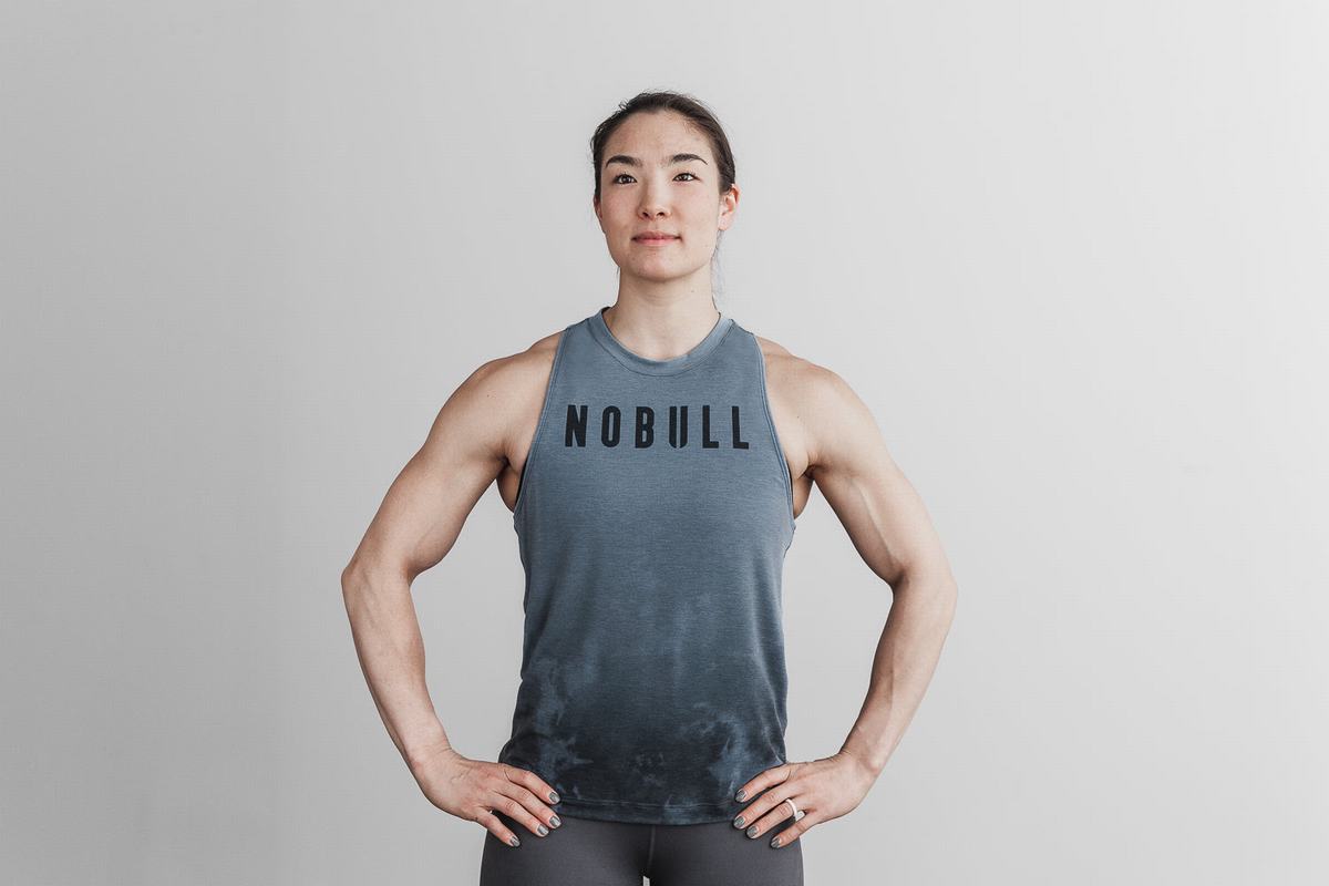 Nobull High-Neck Dip-Dye Women's Tank Tops Blue | Australia (SU0359)